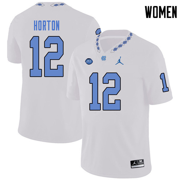 Jordan Brand Women #12 Ethan Horton North Carolina Tar Heels College Football Jerseys Sale-White